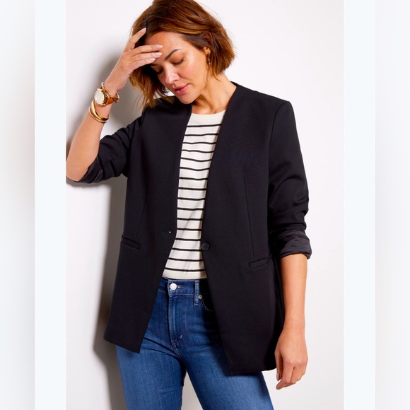 SPANX THE PERFECT OVERSIZED BLAZER IN PINSTRIPE SIZE 1X - Picture 3 of 9